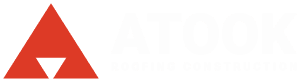A green background with the words atg roofing company in white.