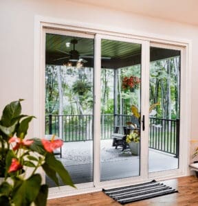 Sliding glass door to outdoor patio view.