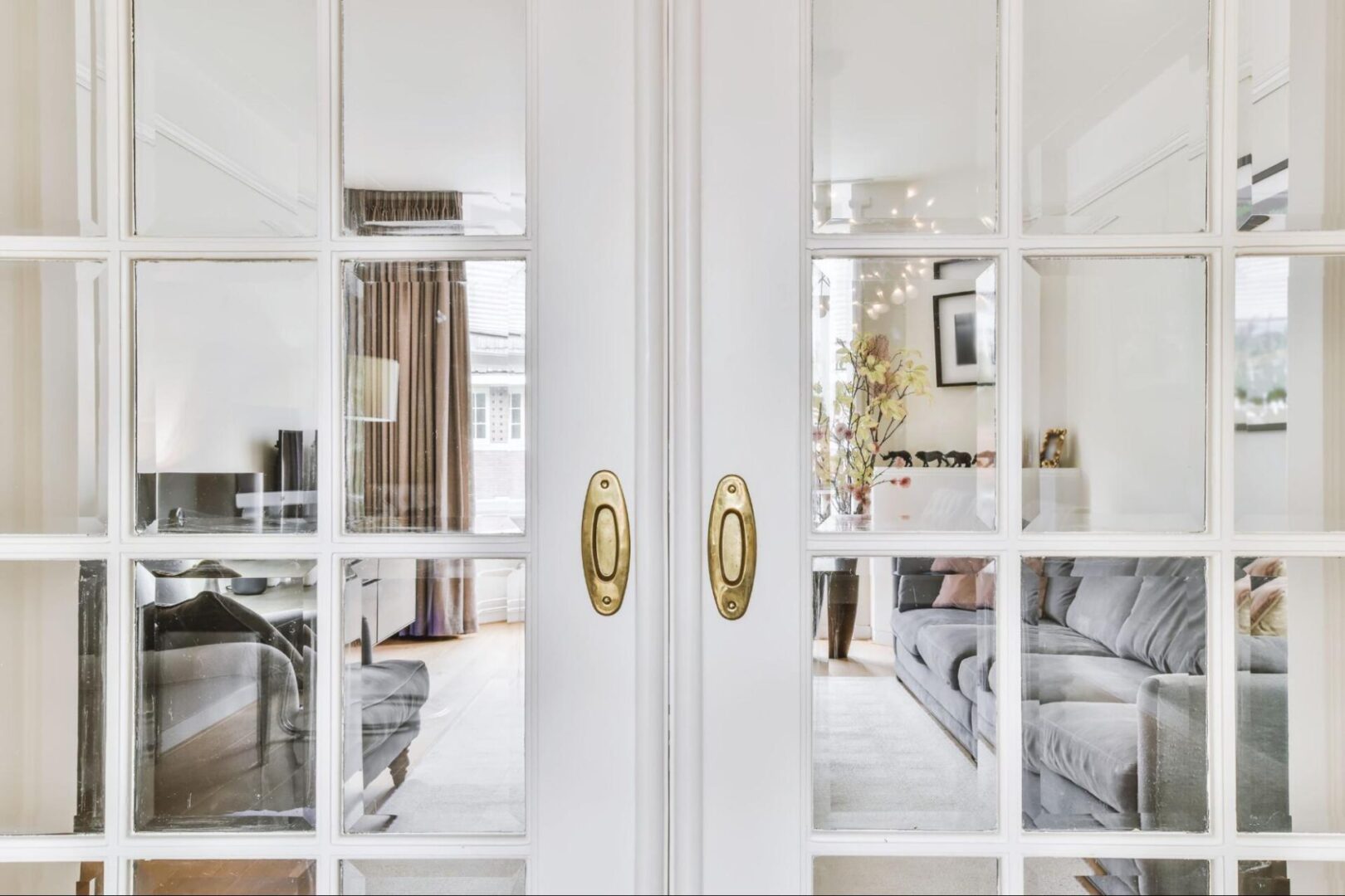 Interior glass doors in a home. 