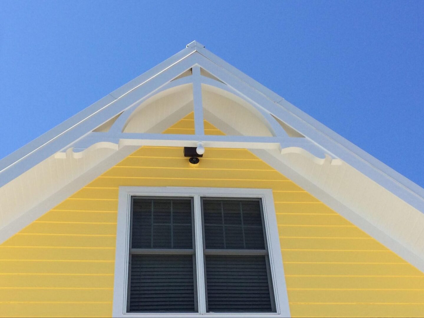 Colorful siding on a home. 