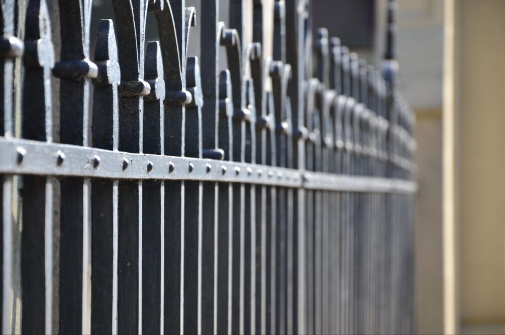 Decorative wrought-iron fence. 